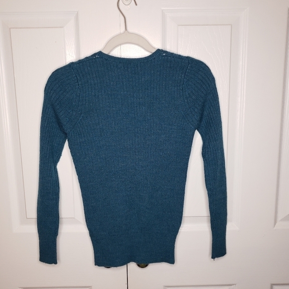 The Limited Sweater XS V-Neck Wool Blend Chevron Knit Classic Librarian Academia - Picture 4 of 8